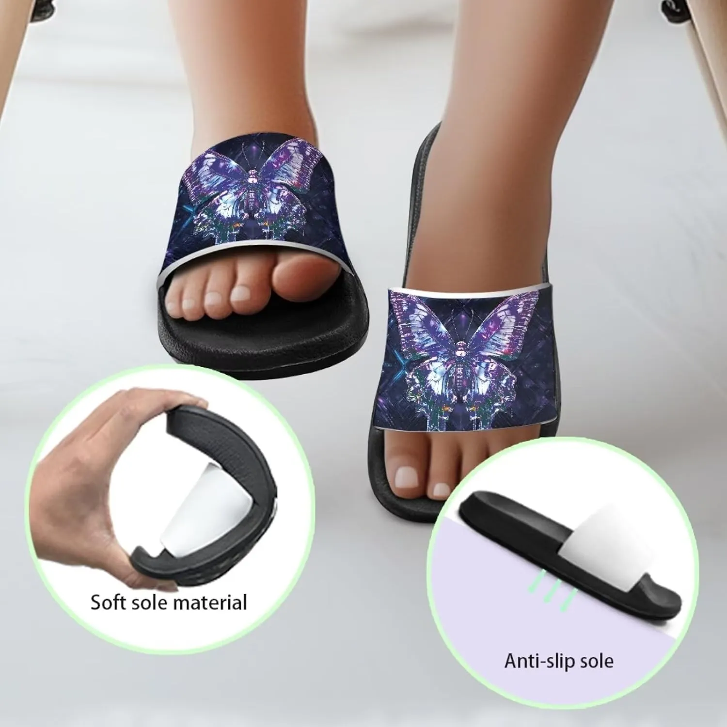 Howilath Chicken & Butterfly Slide Sandal for Kids Anti-Skid Beach Slippers Open Toe Quick Drying Sandal for Girls and Boys