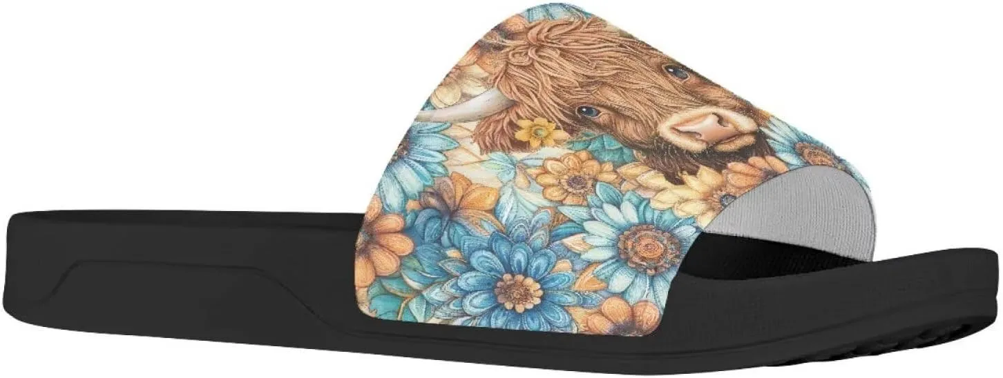 Howilath Novelty Animals Pattern Women's Slide Sandals Undersea Travel Print EVA Soft Sole Open Toe Flat Sandals for Women Gift