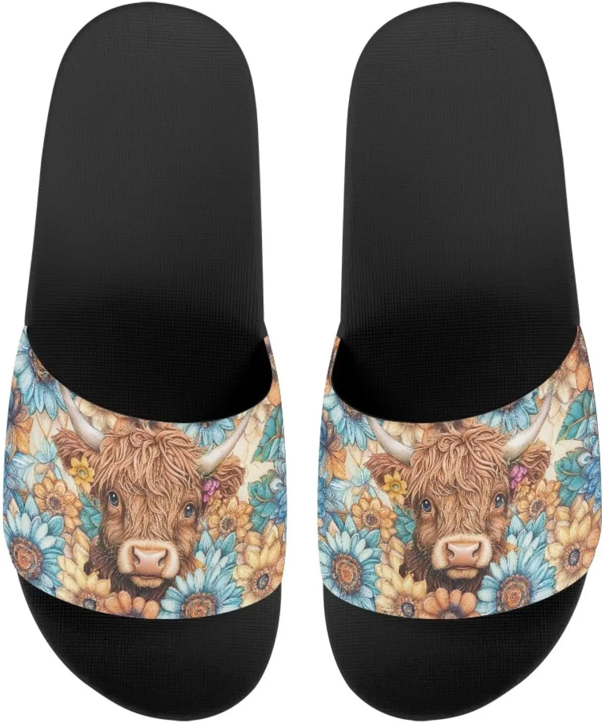 Howilath Novelty Animals Pattern Women's Slide Sandals Undersea Travel Print EVA Soft Sole Open Toe Flat Sandals for Women Gift