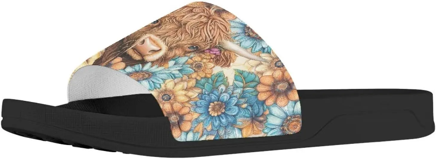 Howilath Novelty Animals Pattern Women's Slide Sandals Undersea Travel Print EVA Soft Sole Open Toe Flat Sandals for Women Gift