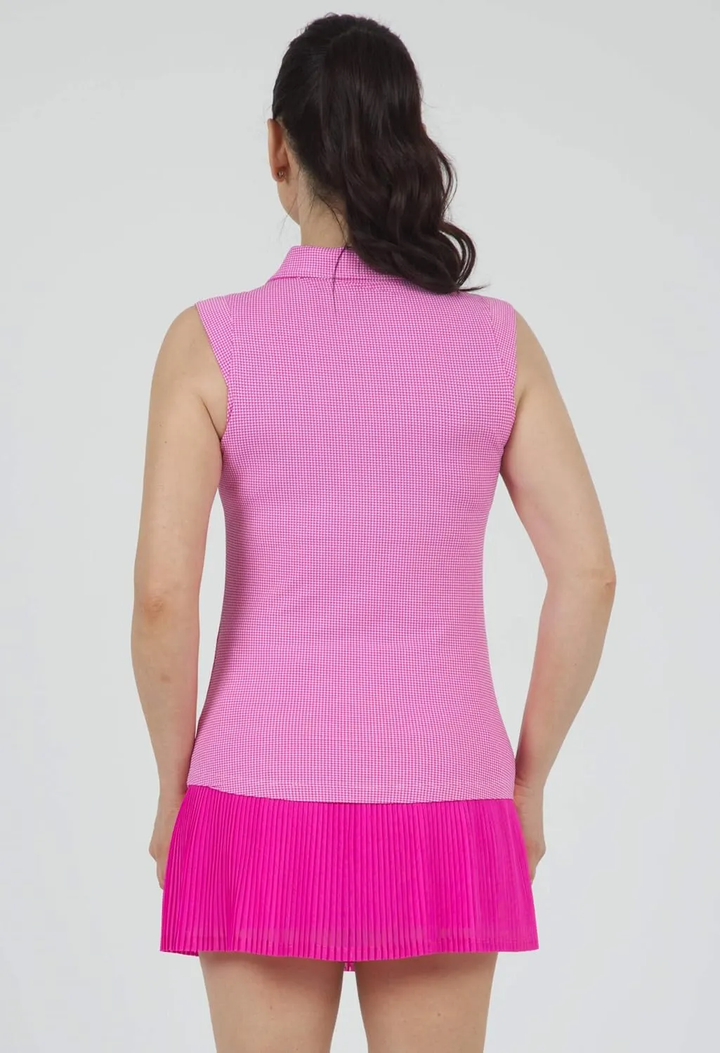 IBKUL Athleisure Wear Sun Protective UPF50  Icefil Cooling Tech Mini Check Sleeveless Polo – 14754