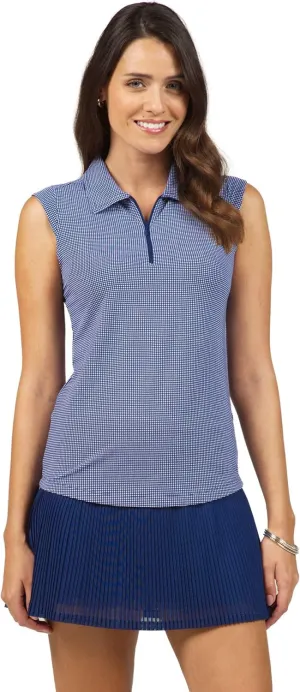 IBKUL Athleisure Wear Sun Protective UPF50  Icefil Cooling Tech Mini Check Sleeveless Polo – 14754