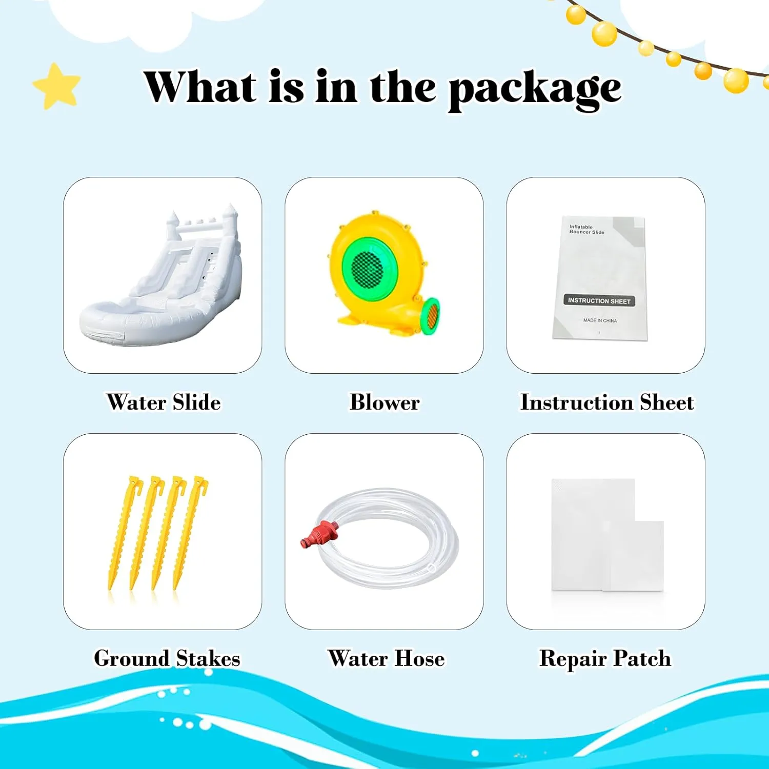 Inflatable Commercial Grade Water Slide with Water Tube and Blower for Kids and Adults All Age 21 x 12 x 9 FT Wet and Dry Huge PVC Pool for Summer Party