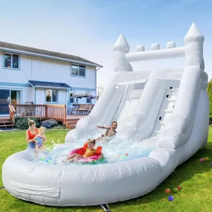 Inflatable Commercial Grade Water Slide with Water Tube and Blower for Kids and Adults All Age 21 x 12 x 9 FT Wet and Dry Huge PVC Pool for Summer Party