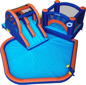 Inflatable Water Slides for Kids Backyard,Water Park Bounce House with Big Splashing Pool,Climbing Wall,Air Blower