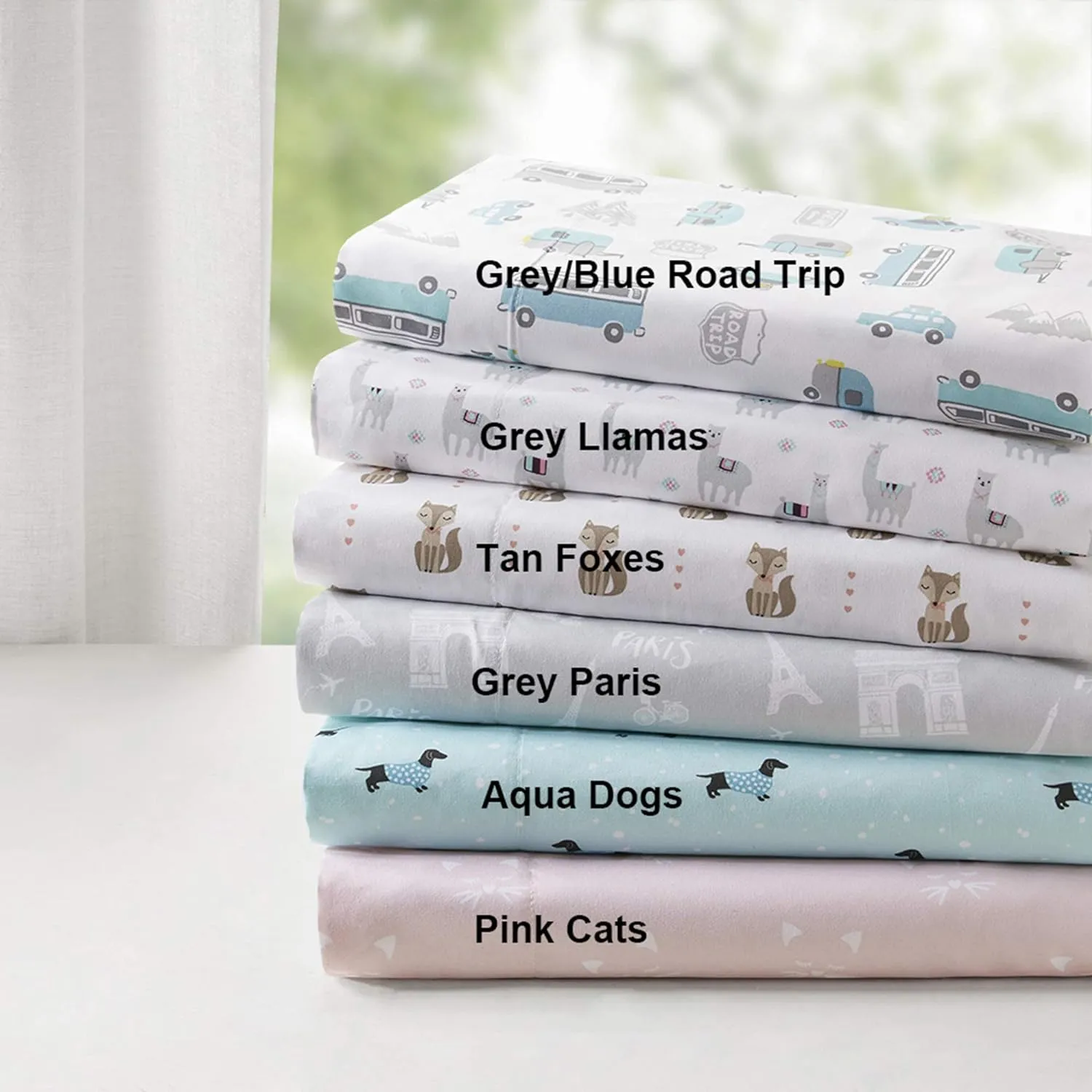 Intelligent Design Microfiber Cozy Bed Sheet Set, Modern All Season Bedding & Pillowcases, Premium 14" Elastic Pocket Fits up to 16" Mattress, Full Grey/Blue Road Trip 4 Piece