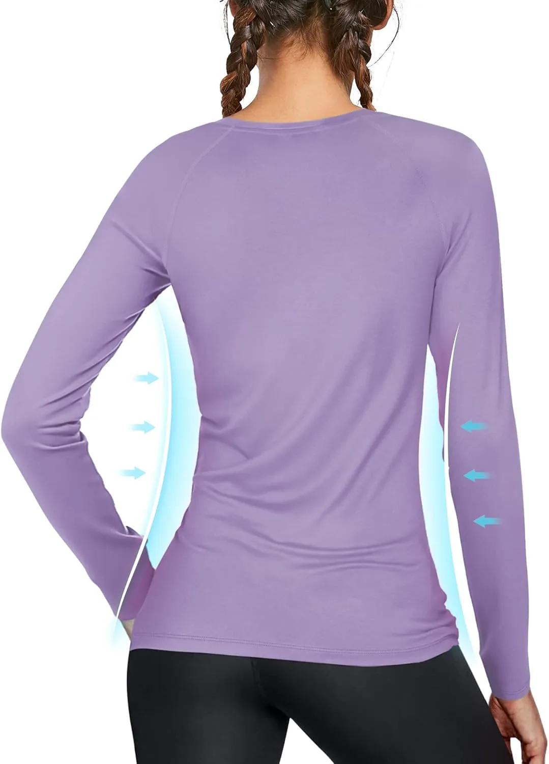 isnowood Women's Sun Protection Long Sleeve Shirts, UPF 50  UV Rash Guard Swim Shirt, Workout Hiking Running Athletic Tops