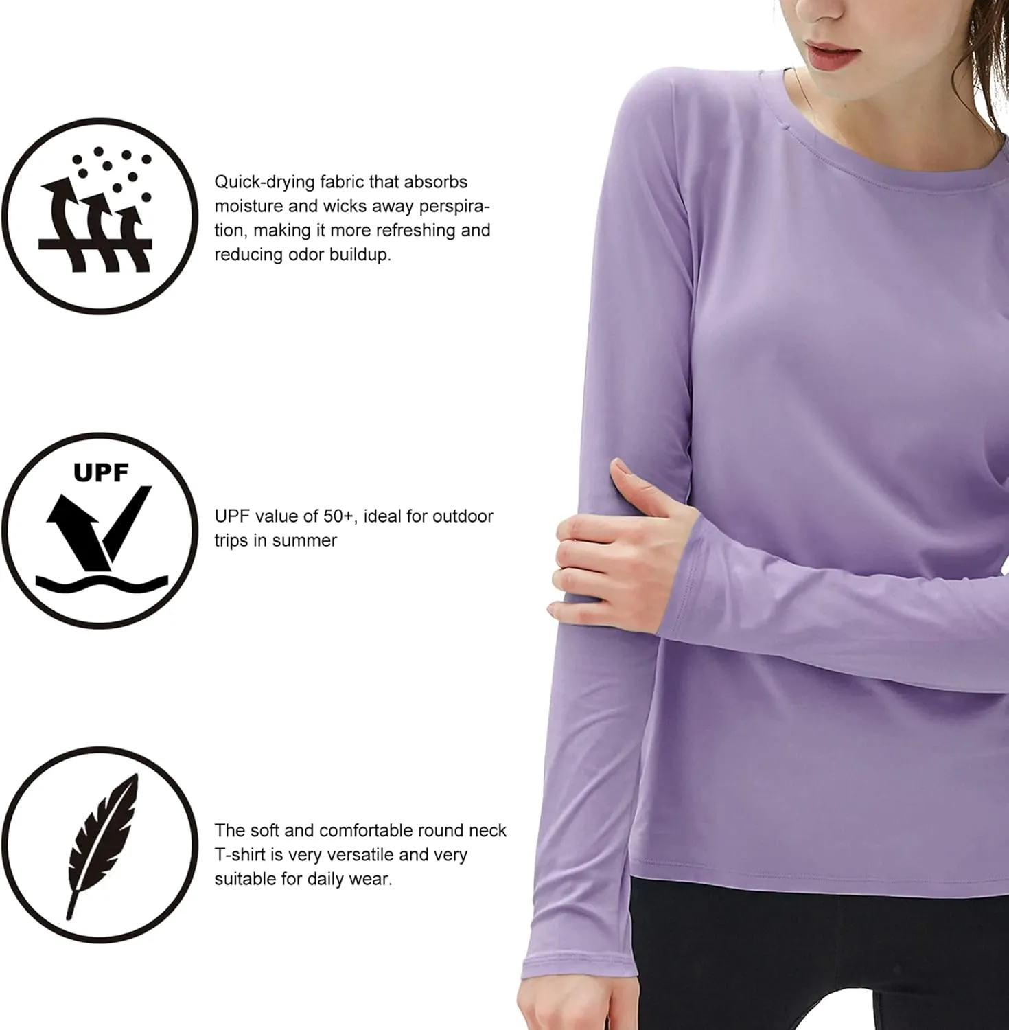 isnowood Women's Sun Protection Long Sleeve Shirts, UPF 50  UV Rash Guard Swim Shirt, Workout Hiking Running Athletic Tops
