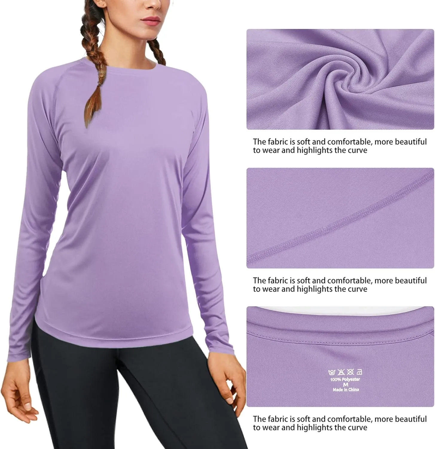 isnowood Women's Sun Protection Long Sleeve Shirts, UPF 50  UV Rash Guard Swim Shirt, Workout Hiking Running Athletic Tops