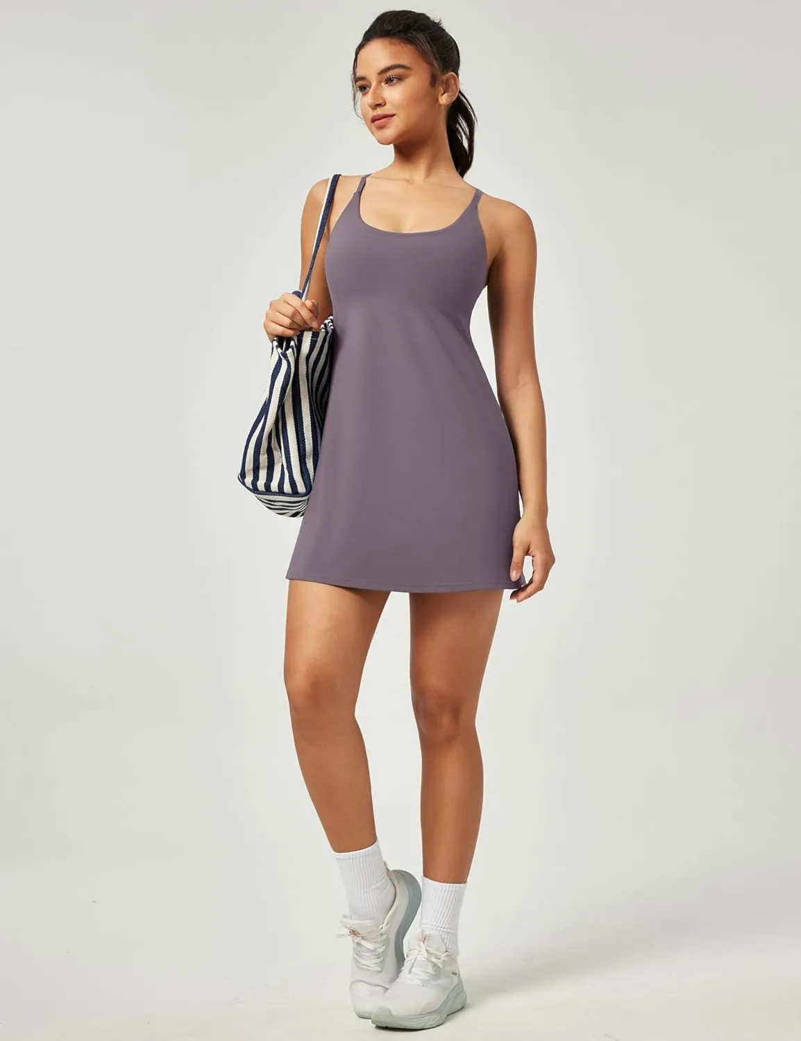 IUGA Tennis Dress for Women Athletic Golf Workout Dress with Built-in Shorts and Bra, Adjustable Straps & Pockets