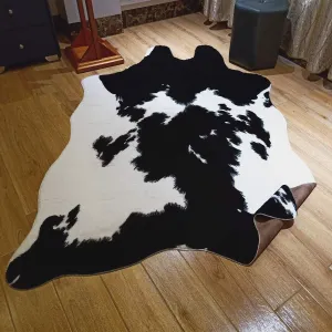 JACCAWS Black Faux Cowhide Rug (6.2ft x 8.3ft)-Soft and Skin-Friendly Animal Hide Rug,Non-Slip Cow Print Rug for Living Room, Bedroom, Dining Area or Office. (Black and White, 6.2 x 8.3 Feet)