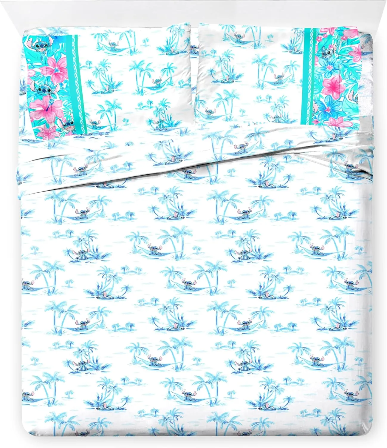Jay Franco Kids Comforter Set Includes Sheets and Pillow Covers - Soft and Cozy Bed Set for Stylish Room Decor, Multi - Lilo and Stitch 02, 7 Piece Full Bedding
