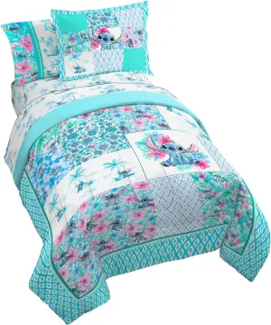 Jay Franco Kids Comforter Set Includes Sheets and Pillow Covers - Soft and Cozy Bed Set for Stylish Room Decor, Multi - Lilo and Stitch 02, 7 Piece Full Bedding