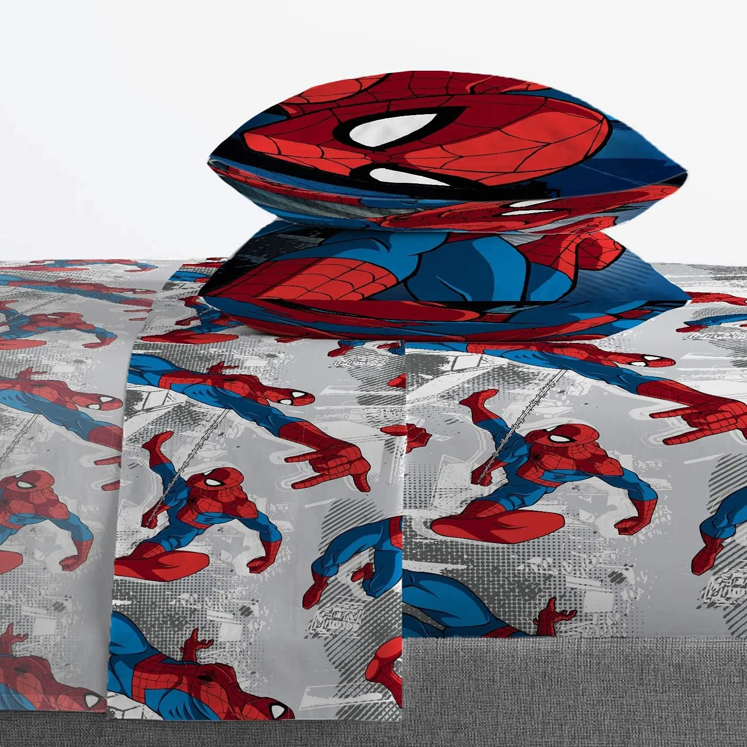 Jay Franco Marvel Spiderman Burst 5 Piece Full Bed Set - Includes Reversible Comforter & Sheet Set - Bedding - Super Soft Fade Resistant Microfiber (Official Marvel Product)