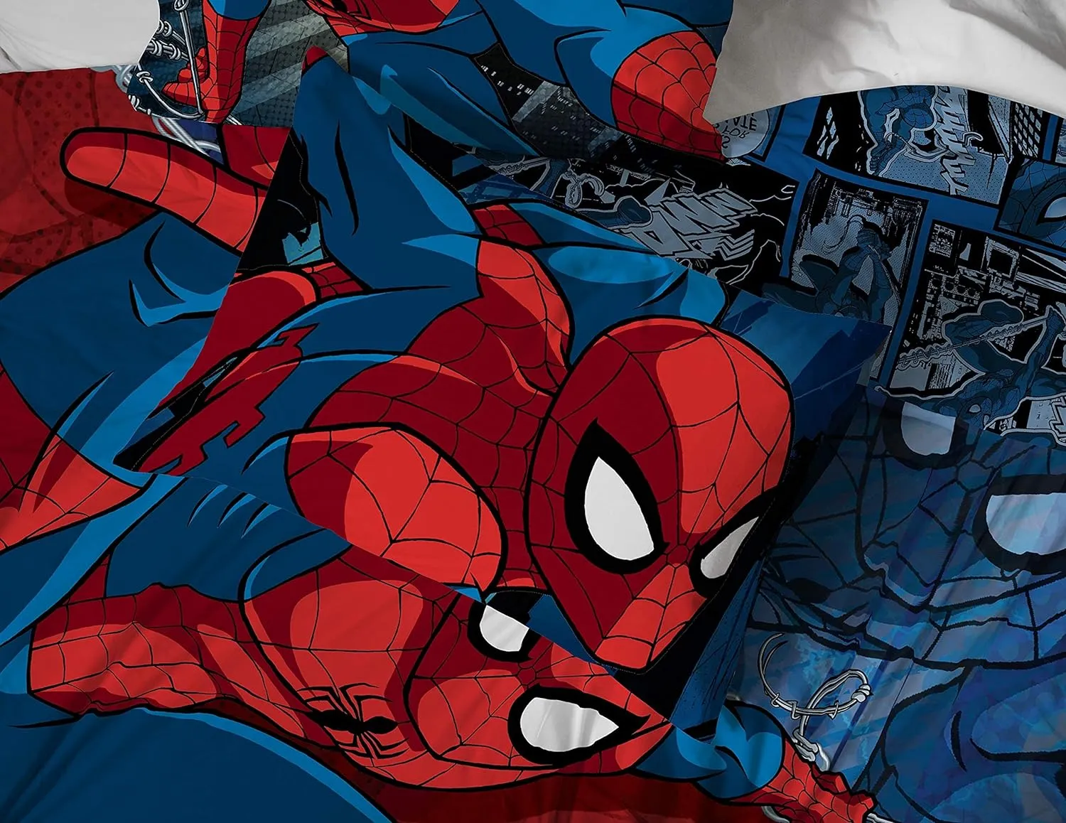 Jay Franco Marvel Spiderman Burst 5 Piece Full Bed Set - Includes Reversible Comforter & Sheet Set - Bedding - Super Soft Fade Resistant Microfiber (Official Marvel Product)