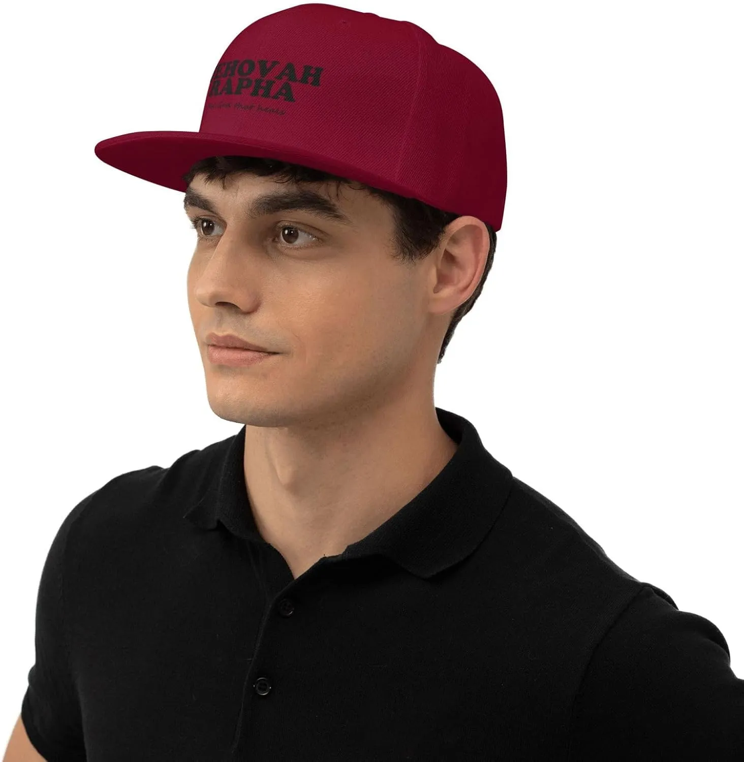 Jehovah Rapha The God Who Heals Flat Brim Baseball Cap,Snapback Hat Adjustable Trucker Hat for Men & Women,Black