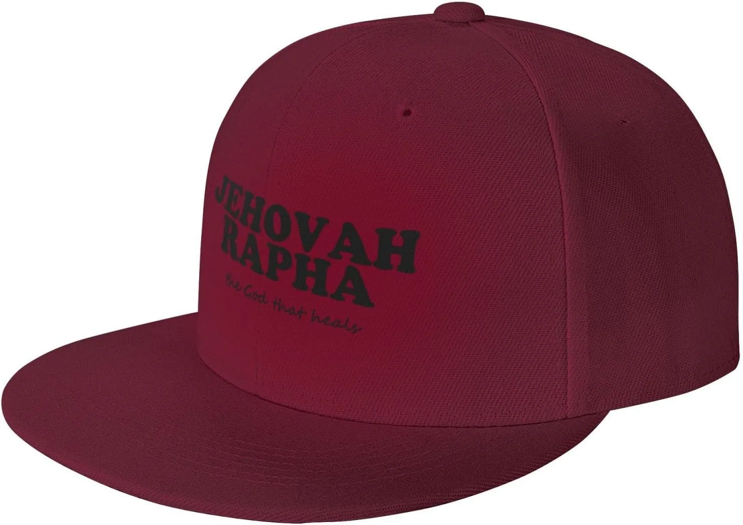 Jehovah Rapha The God Who Heals Flat Brim Baseball Cap,Snapback Hat Adjustable Trucker Hat for Men & Women,Black