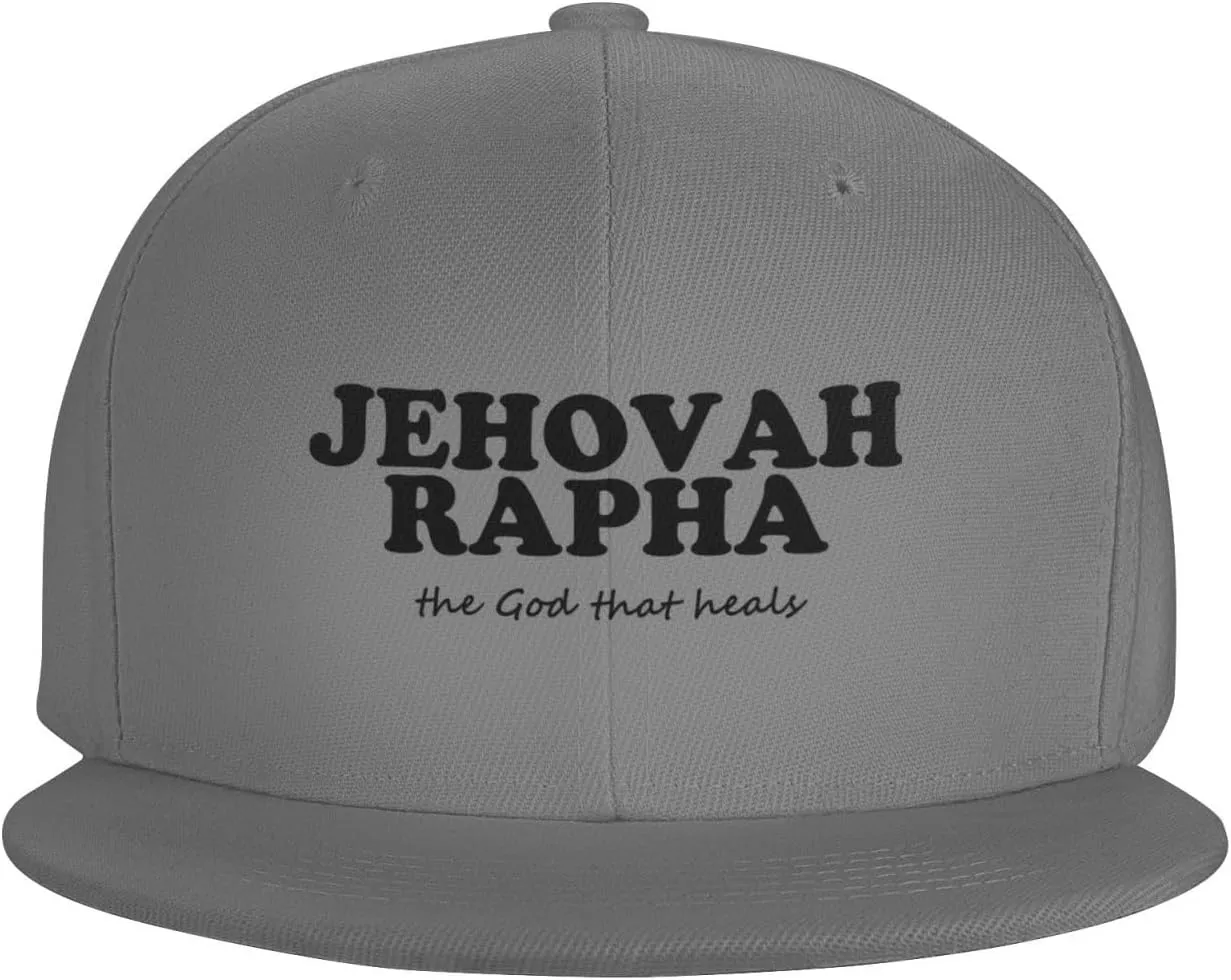 Jehovah Rapha The God Who Heals Flat Brim Baseball Cap,Snapback Hat Adjustable Trucker Hat for Men & Women,Black