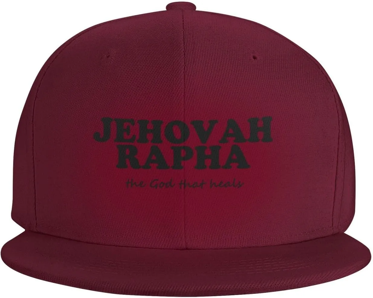 Jehovah Rapha The God Who Heals Flat Brim Baseball Cap,Snapback Hat Adjustable Trucker Hat for Men & Women,Black