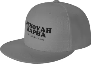 Jehovah Rapha The God Who Heals Flat Brim Baseball Cap,Snapback Hat Adjustable Trucker Hat for Men & Women,Black