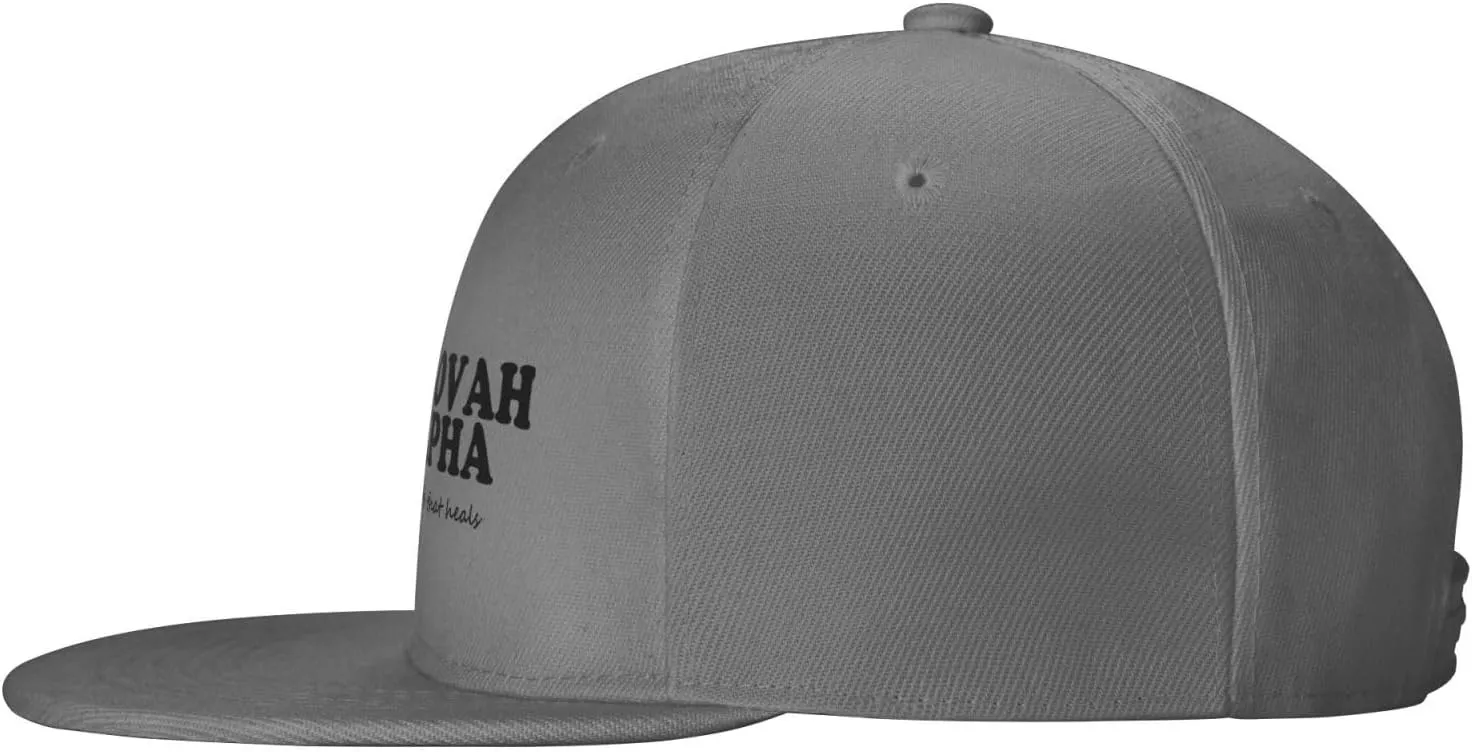 Jehovah Rapha The God Who Heals Flat Brim Baseball Cap,Snapback Hat Adjustable Trucker Hat for Men & Women,Black