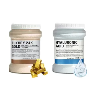 Jelly Mask Hydrating Deep Cleaning Detoxing Healing and Relaxing Premium Modeling Rubber For Facials Professional Set - 2 Treatments(Hyaluronic Acid,24K GLOD)