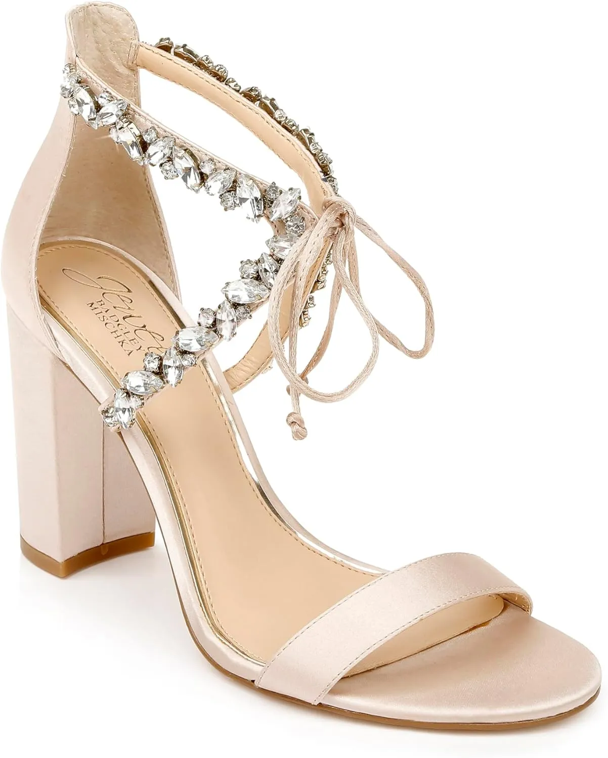 Jewel Badgley Mischka Thamar Crystal Strappy Block Heel