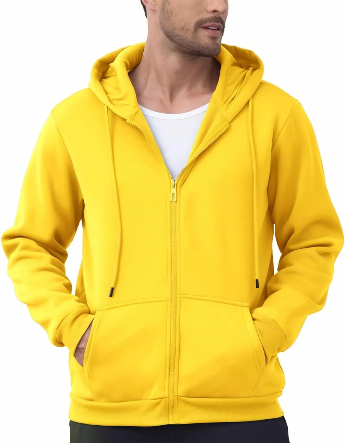 JIHUILAI Men's Fleece Hoodies with Zipper Lightweight Long Sleeve Active Mens Jackets Sports Full Zip Sweatshirts, S-3XL