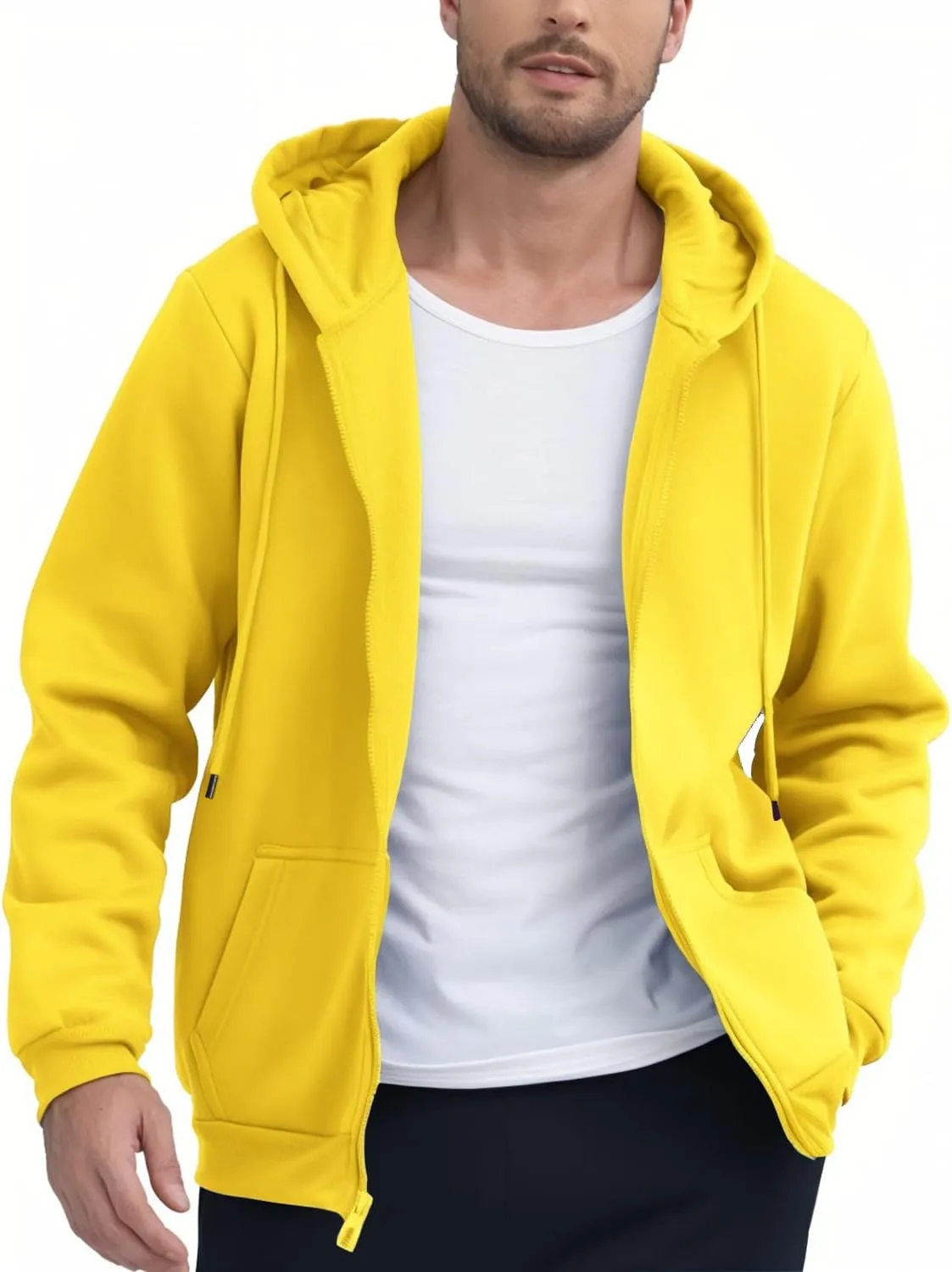 JIHUILAI Men's Fleece Hoodies with Zipper Lightweight Long Sleeve Active Mens Jackets Sports Full Zip Sweatshirts, S-3XL