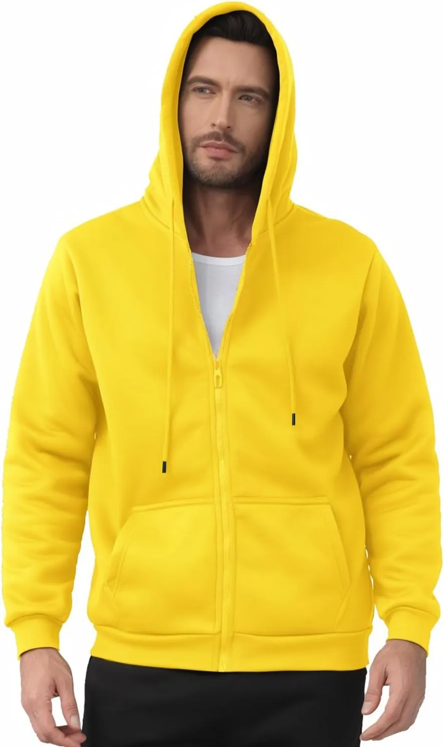 JIHUILAI Men's Fleece Hoodies with Zipper Lightweight Long Sleeve Active Mens Jackets Sports Full Zip Sweatshirts, S-3XL