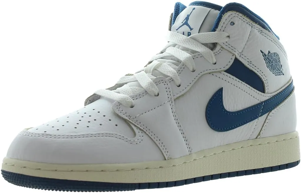 Jordan Big Kid's 1 Mid SE White/Industrial Blue-Sail (FN7432 141) - 6.5