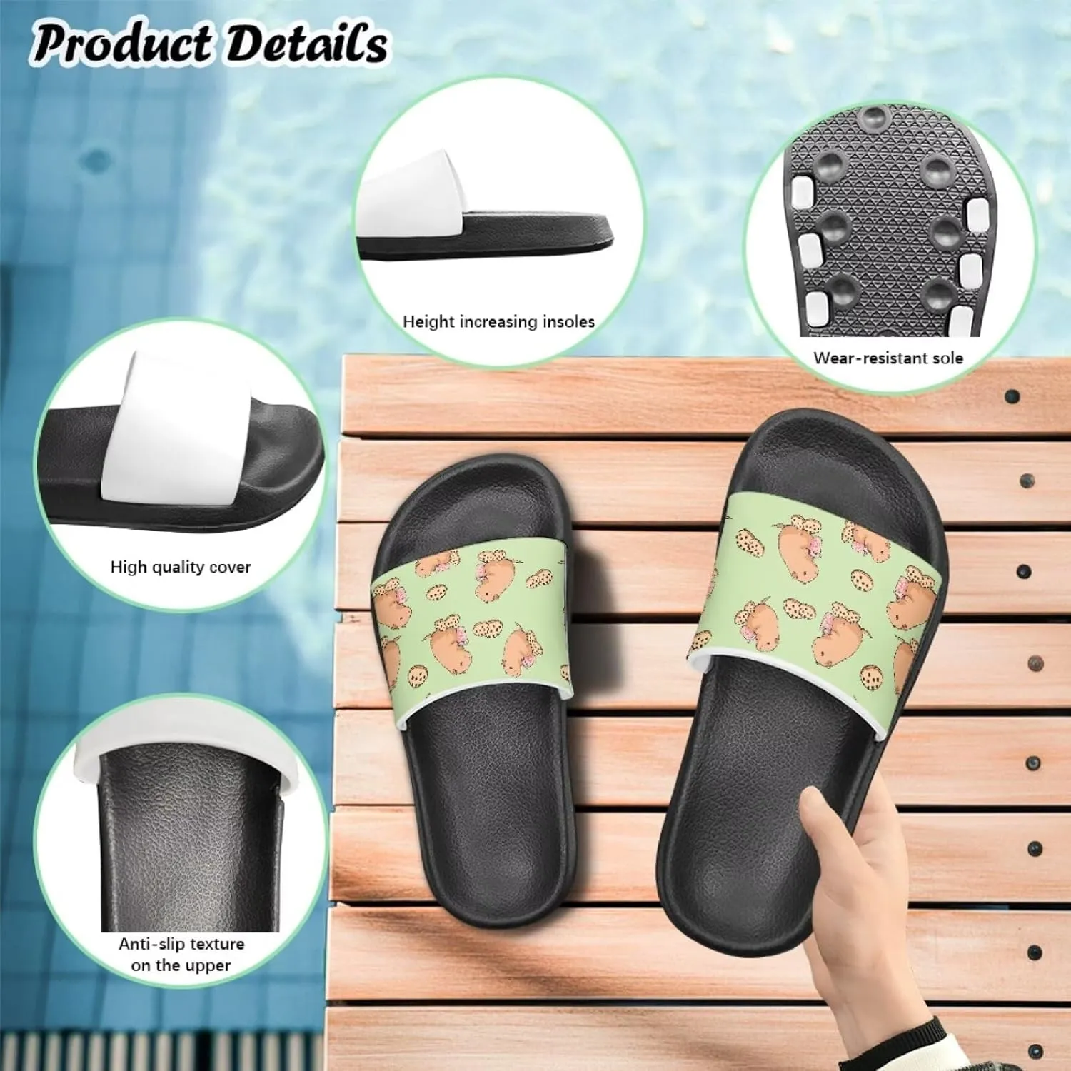 JoyLamoria Animal Print Sandals House Slides Children's Cozy Pillow Slippers Soft Cushioned Lightweight Summer Fashionable