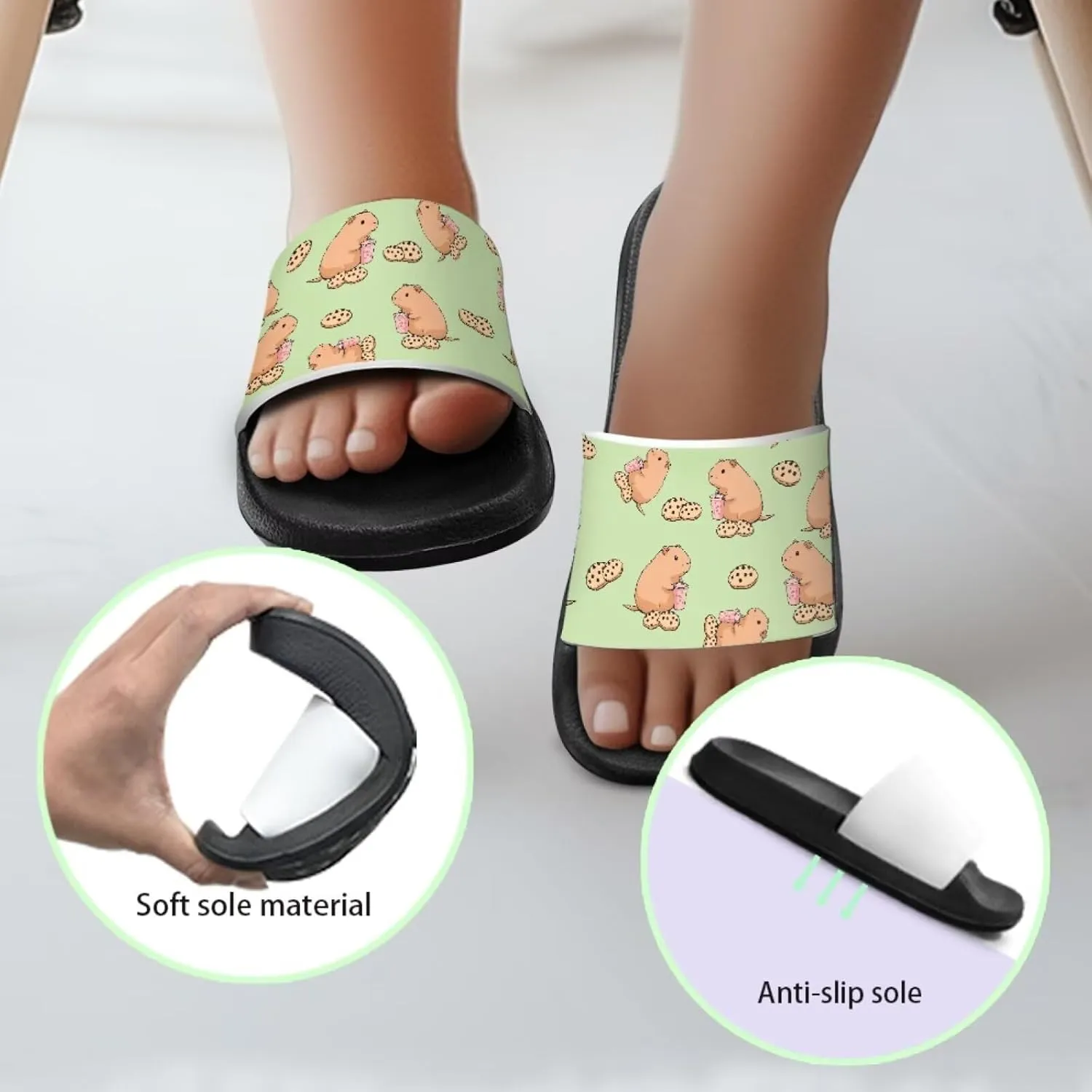 JoyLamoria Animal Print Sandals House Slides Children's Cozy Pillow Slippers Soft Cushioned Lightweight Summer Fashionable