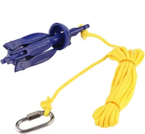 Joyzan Kayak Anchor, Small Folding Marine Boat Aluminum Accessory System Kit Portable Grapnel 16.4 FT Tow Rope Snap Hook Fishing SUP Paddle Board Canoe Jet Ski PWC Inflatable Boating Skiffs Trips