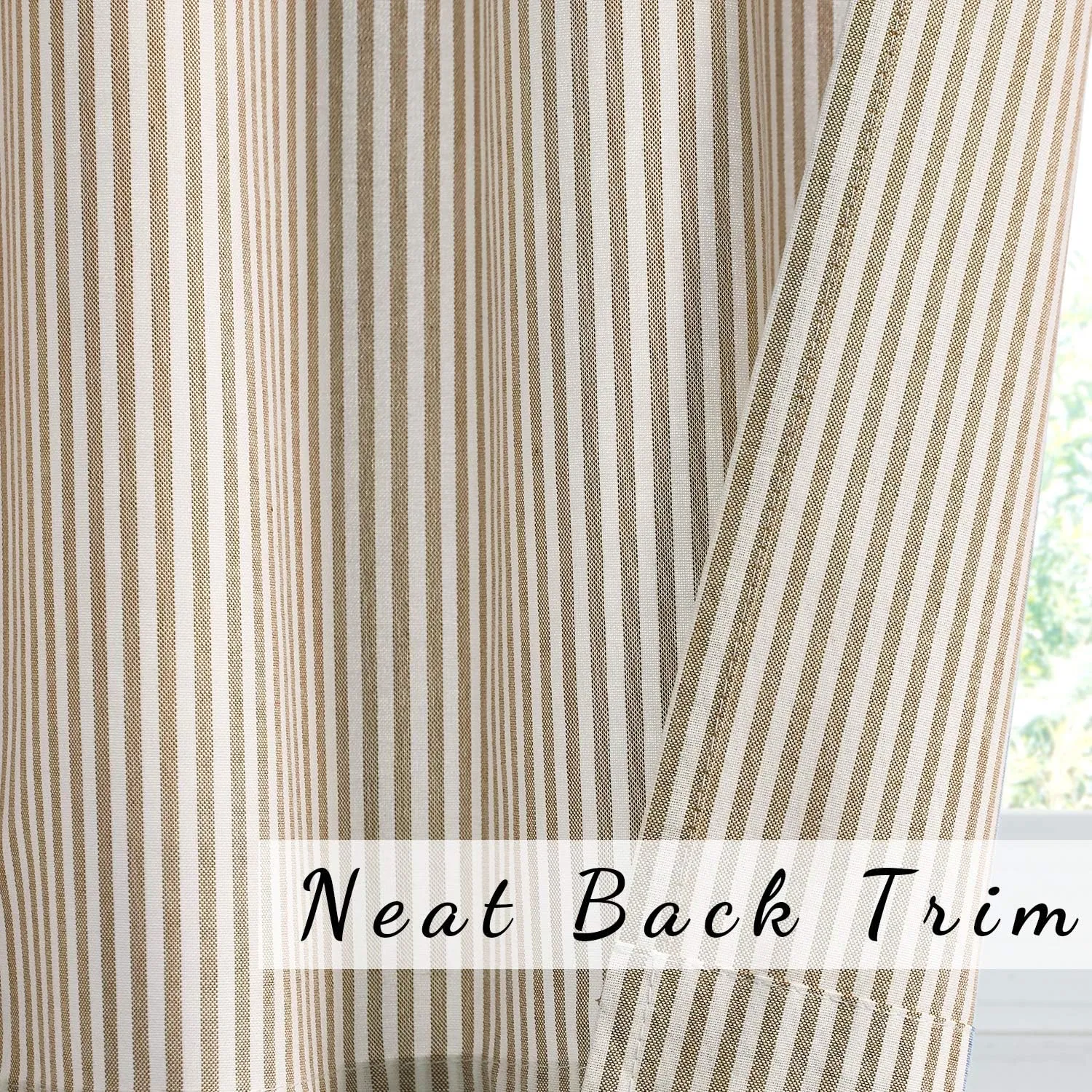 July Joy 3-Piece Cotton Tier Curtains 36 Inches Long Country Kitchen Curtains Set Tab Top for Small Window Bathroom Farmhouse 56" x 36", Linen