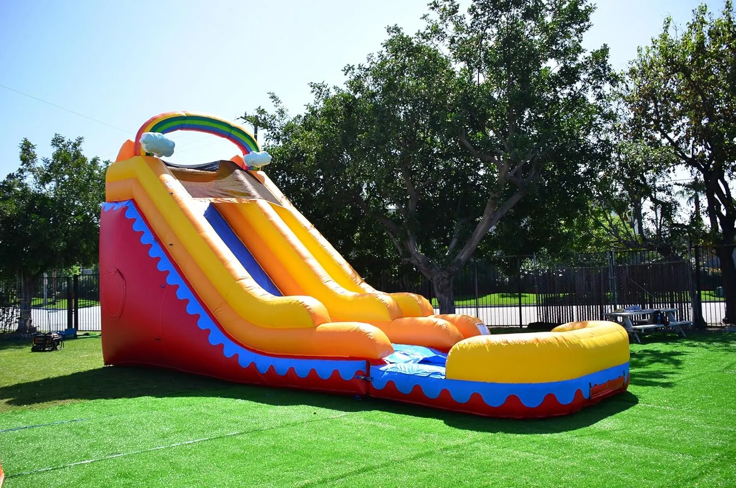 JumpOrange Commercial Grade Inflatable 18' Rainbow Cloud Super Party Water Slide, 100% PVC VINYL With Air Blower