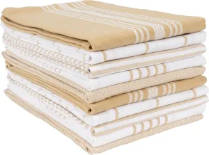 KAF Home Soho Kitchen Dish Towel Set of 10 | 18 x 28 Inch Tea Towels | Soft and Absorbent Mixed Set of Flat Towels (Beige)