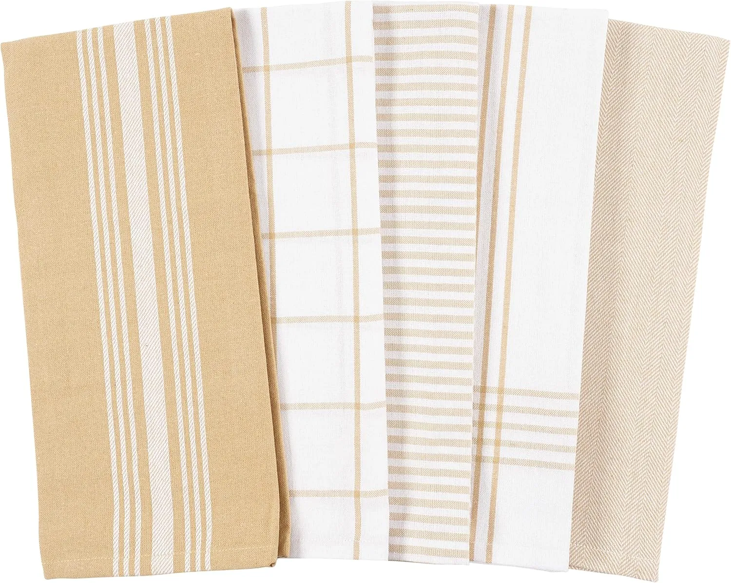 KAF Home Soho Kitchen Dish Towel Set of 10 | 18 x 28 Inch Tea Towels | Soft and Absorbent Mixed Set of Flat Towels (Beige)