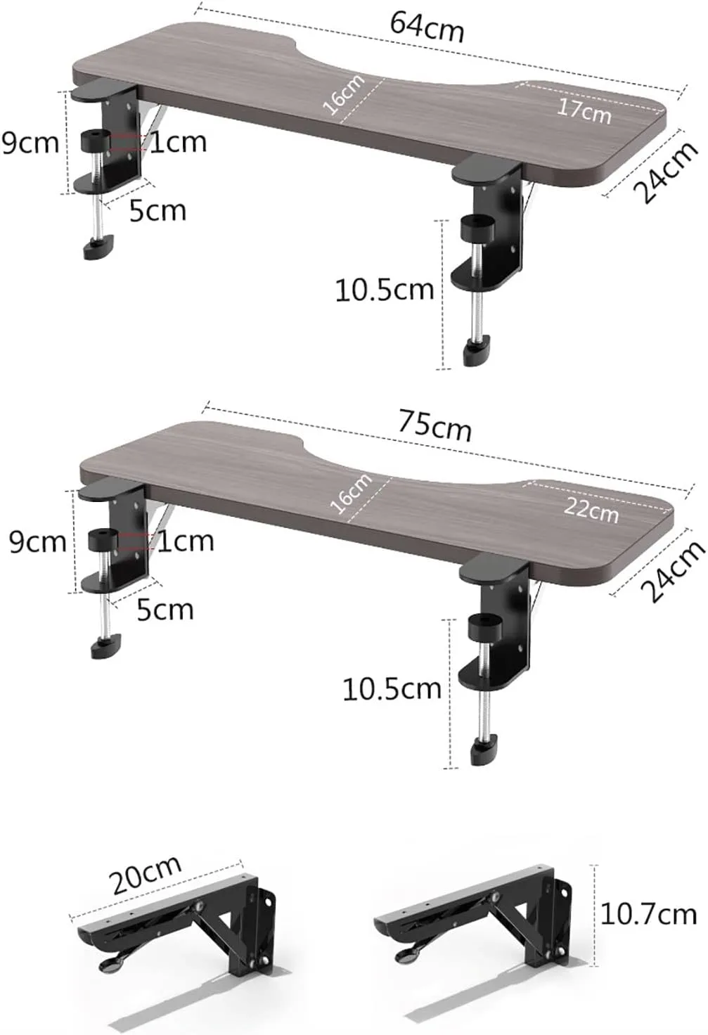 Keyboard Tray Platform, Ergonomic Desk Extension Tray Clamp on Keyboard Drawer Table Mount Armrest Slide Out Shelf Bracket Elbow Arm Support for