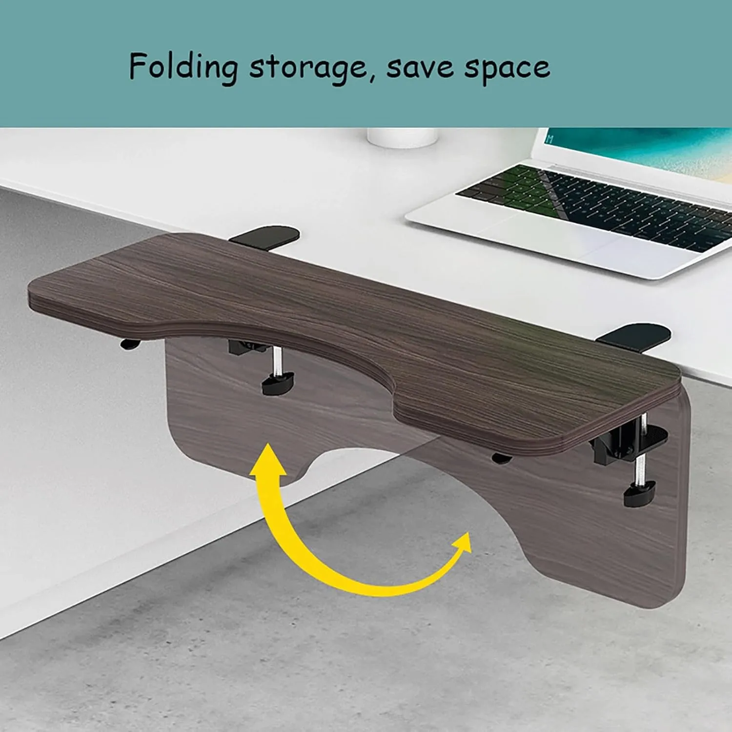 Keyboard Tray Platform, Ergonomic Desk Extension Tray Clamp on Keyboard Drawer Table Mount Armrest Slide Out Shelf Bracket Elbow Arm Support for