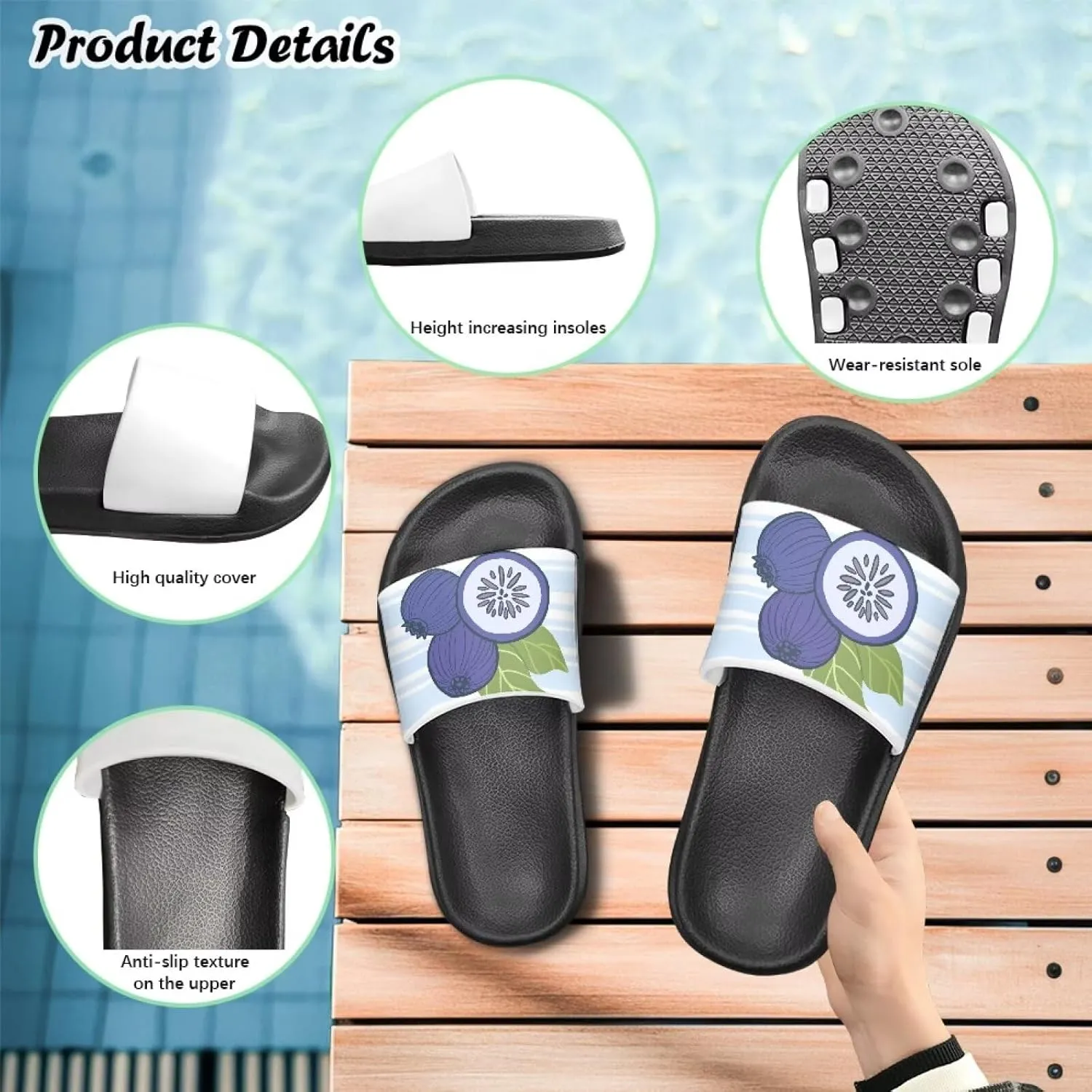 Kid Girls Slides Sandals For Kid Child Slippers Lightweight Non-slip Open Toe Comfy Shower Beach Funny Slide Sandals