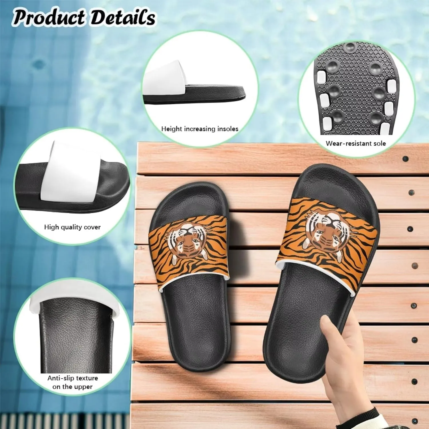 Kids Shower Slides Sandals for Boys Quick Drying Bathroom Indoor Outdoor Sandals Summer Beach Pool Slippers