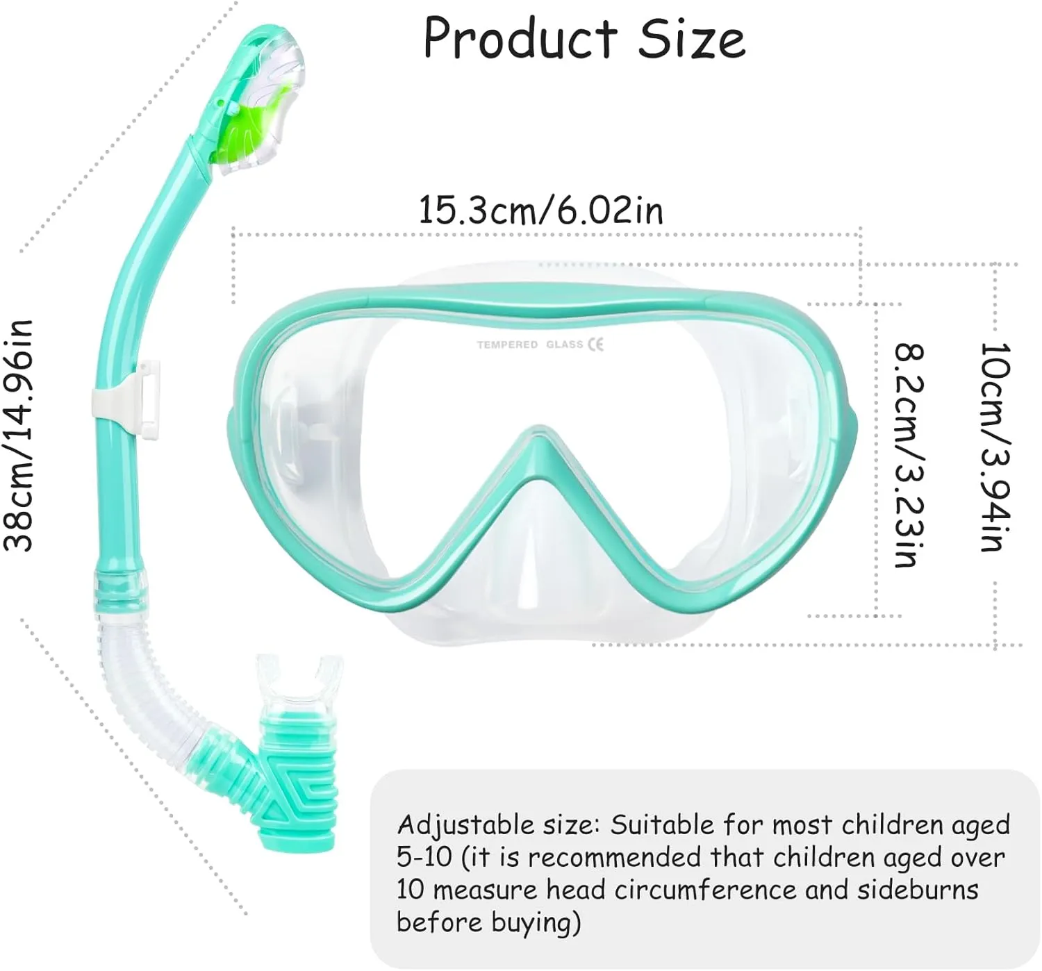 Kids Snorkel Set, Child Diving Mask Anti-Fog Swim Goggles and Dry Snorkel Children Snorkeling Gear for Youth Boys Girls Age 4-14