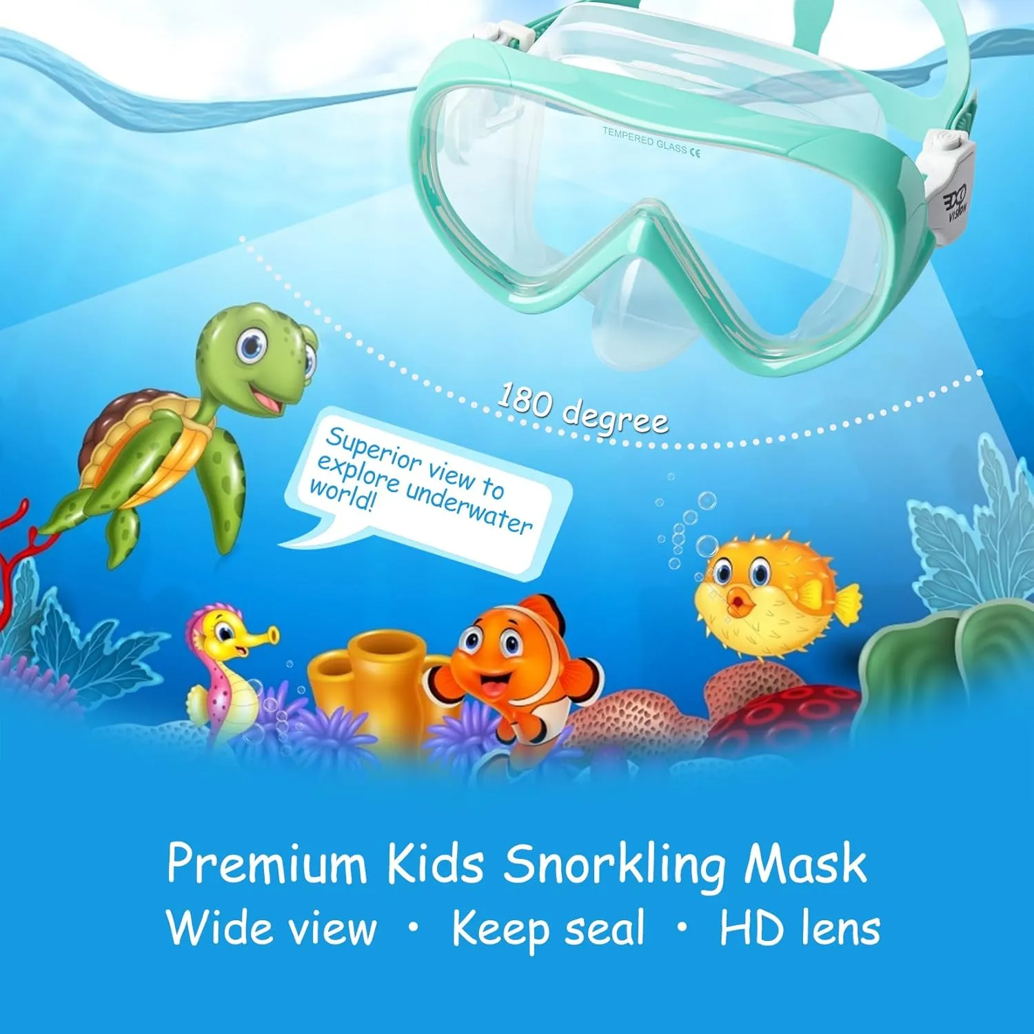Kids Snorkel Set, Child Diving Mask Anti-Fog Swim Goggles and Dry Snorkel Children Snorkeling Gear for Youth Boys Girls Age 4-14