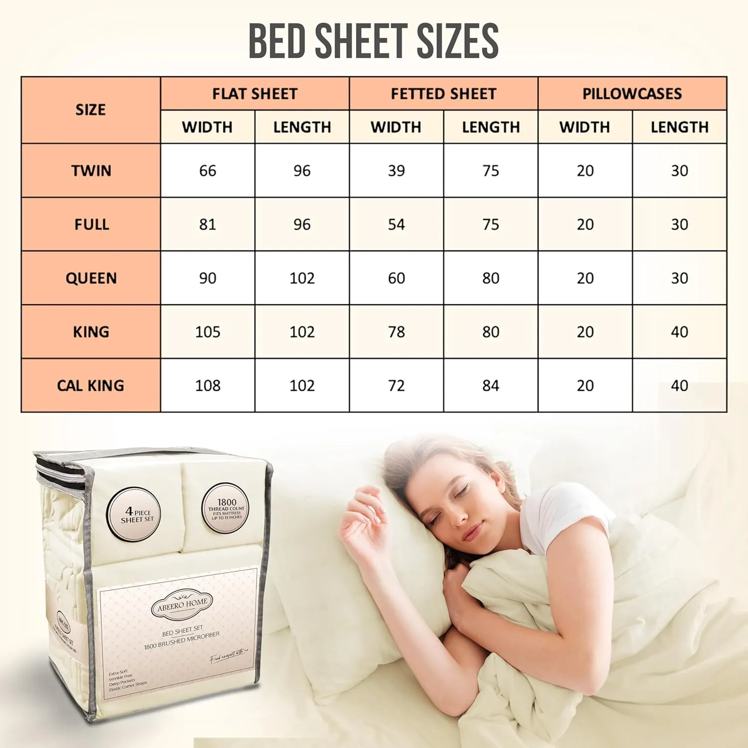 King Size Sheets Set Cooling - Luxury Hotel Sheets - Soft Bed Sheets with Elastic Corner Straps - Deep Pockets Microfiber Bedsheet - Bedding Sheets & Pillowcases - 4 Piece (King, Ivory)