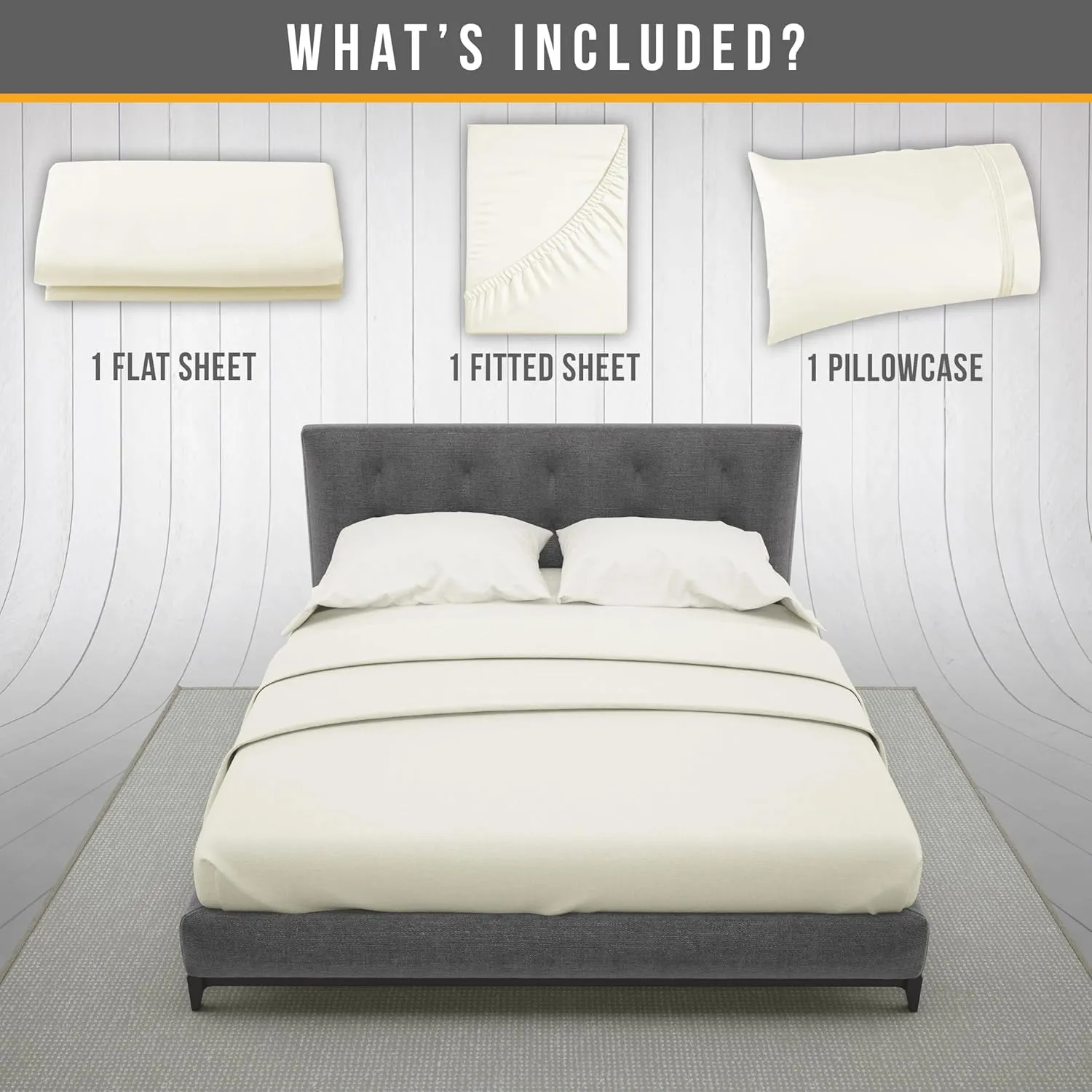 King Size Sheets Set Cooling - Luxury Hotel Sheets - Soft Bed Sheets with Elastic Corner Straps - Deep Pockets Microfiber Bedsheet - Bedding Sheets & Pillowcases - 4 Piece (King, Ivory)