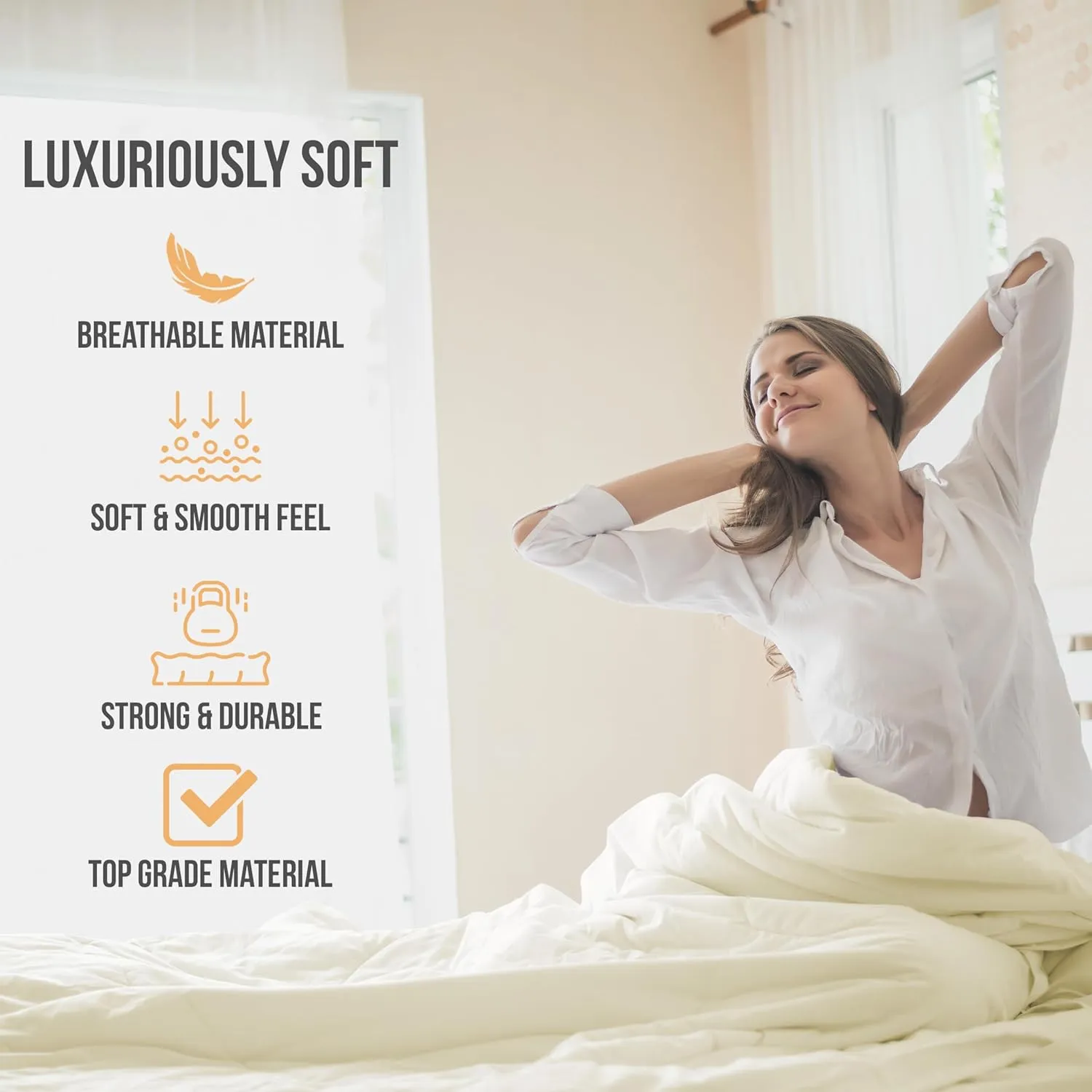 King Size Sheets Set Cooling - Luxury Hotel Sheets - Soft Bed Sheets with Elastic Corner Straps - Deep Pockets Microfiber Bedsheet - Bedding Sheets & Pillowcases - 4 Piece (King, Ivory)