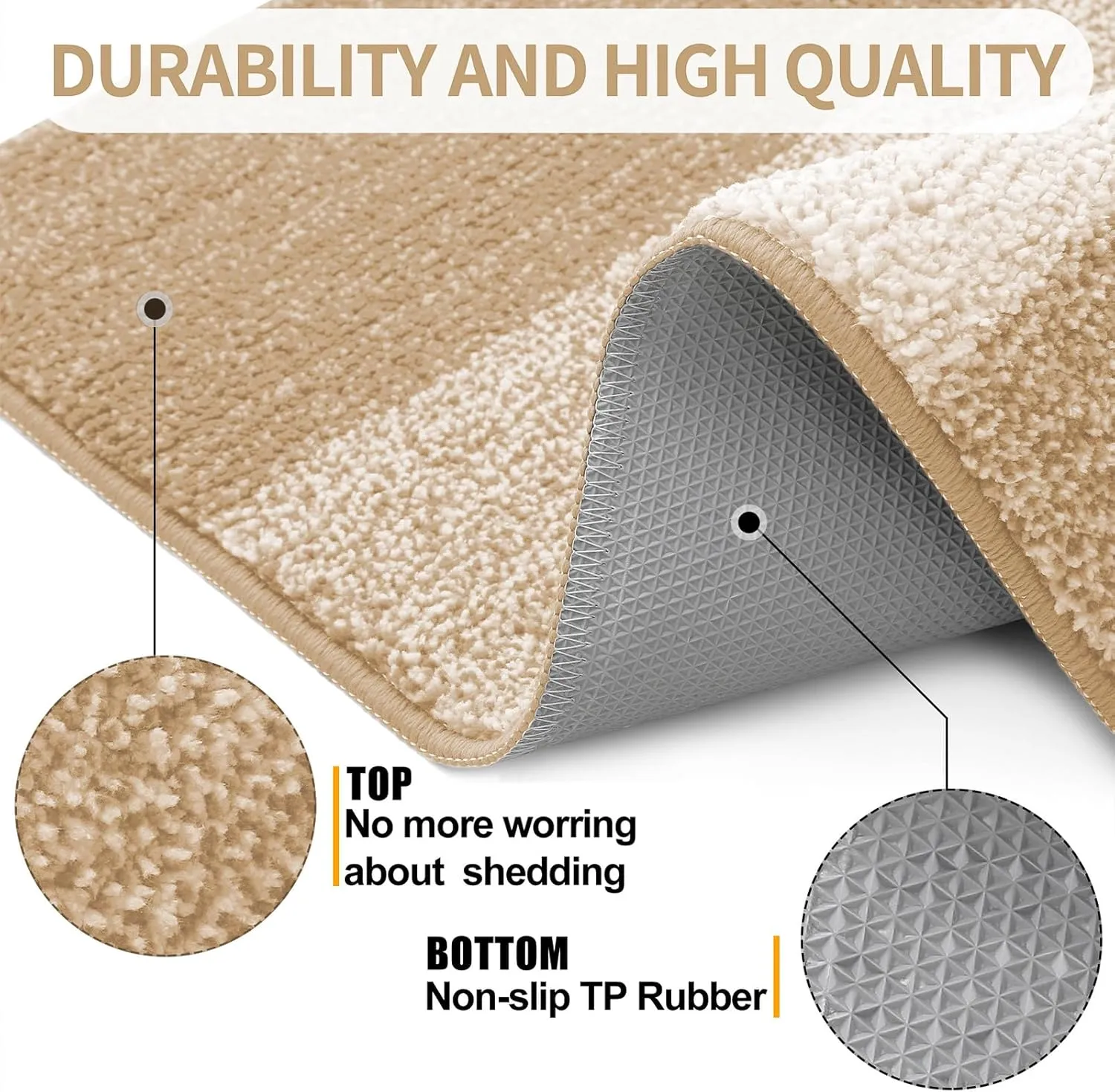 Kitinjoy Indoor Outdoor Door Mat, 30x17 Non-Slip Absorbent Dirt Trapper, Low-Profile Washable Inside Entrance Front Floor Mat, Sturdy Soft Entry Doormats for Entryway, Beige