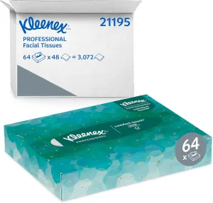 Kleenex Professional Facial Tissue, Bulk (21195), Flat Boxed Format, Designed for Business (48 Tissues/Box, 64 Boxes, 3,072 Sheets/Case)