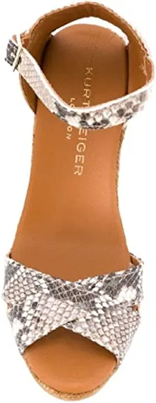 Kurt Geiger Women's Leona Wedge Espadrille Sandals-Gray Size 8
